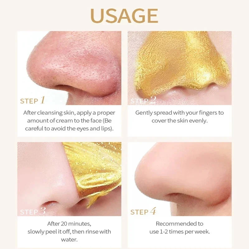 Gold Peel Off Face Mask Blackhead Removal Deep Cleansing Anti-wrinkle Reduces Fine Lines Improves Dullness & Brightens Skin Care Qme