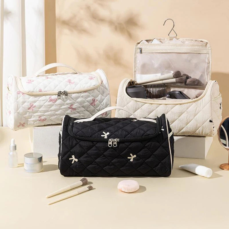 Quilted Travel Case For Cotton Hair Tools Travel Bag Hangable Storage Bags With Hanging Hook Qme