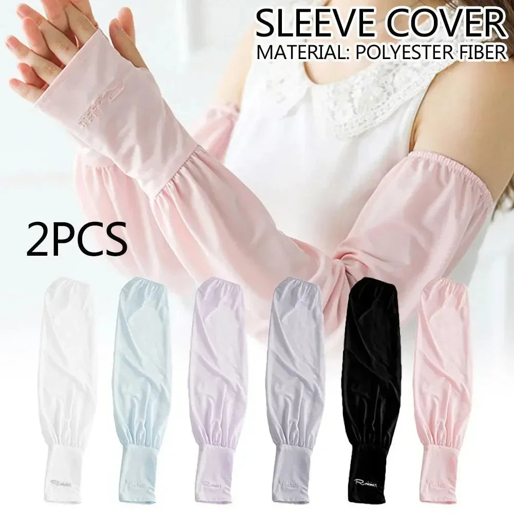Summer Loose Sunscreen Driving Ice Silk Sleeve Female Long Length UV Protection Arm Arm Glove Sleeves Super Soft Breathable Qme