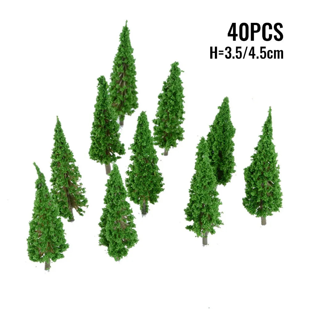 40pcs Model Trees Plastic Model Train Artificial Miniature Tree Scenery Railroad Decoration Building Landscape Accessories Toys Qme