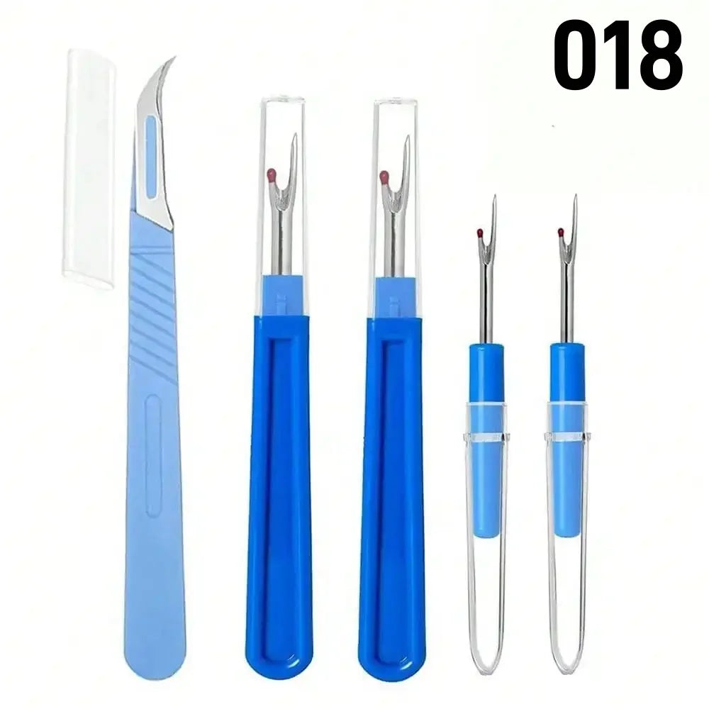 5PCS Sewing Seam Ripper Kit Sewing Accessories Blue Plastic Handle Sharp Seam Stitch Ripper for Hand Embroidery Thread Removal Qme 5pcs set