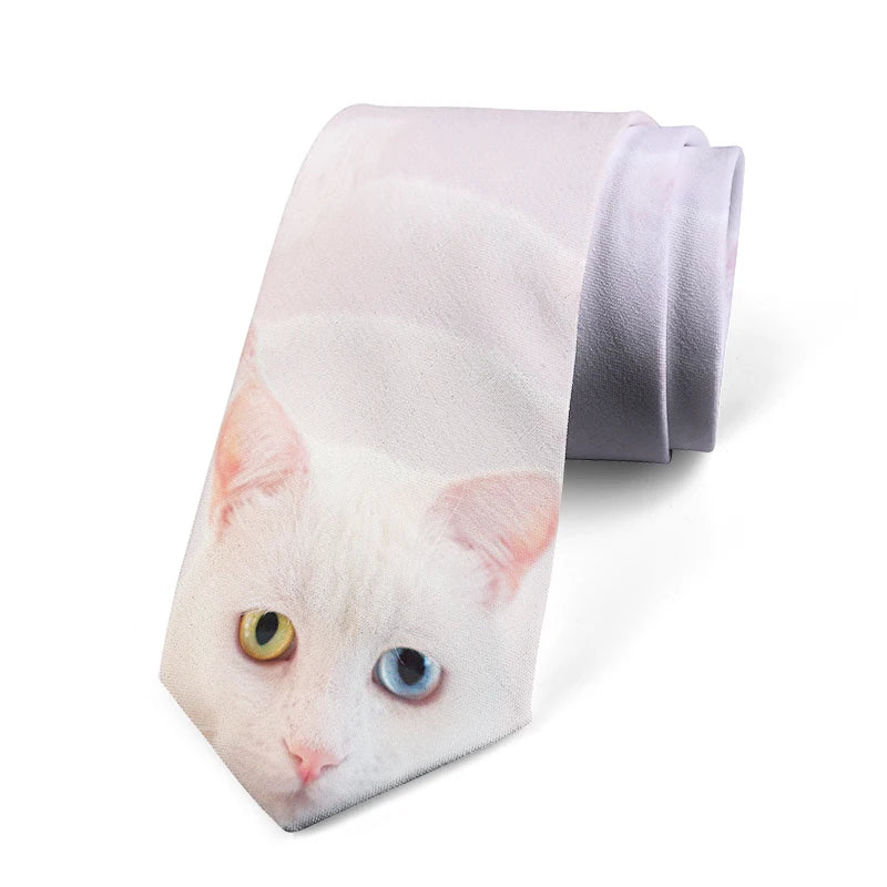 Fashion Cat Face Print Tie Casual Funny Novelty Men's Unique Qme style1