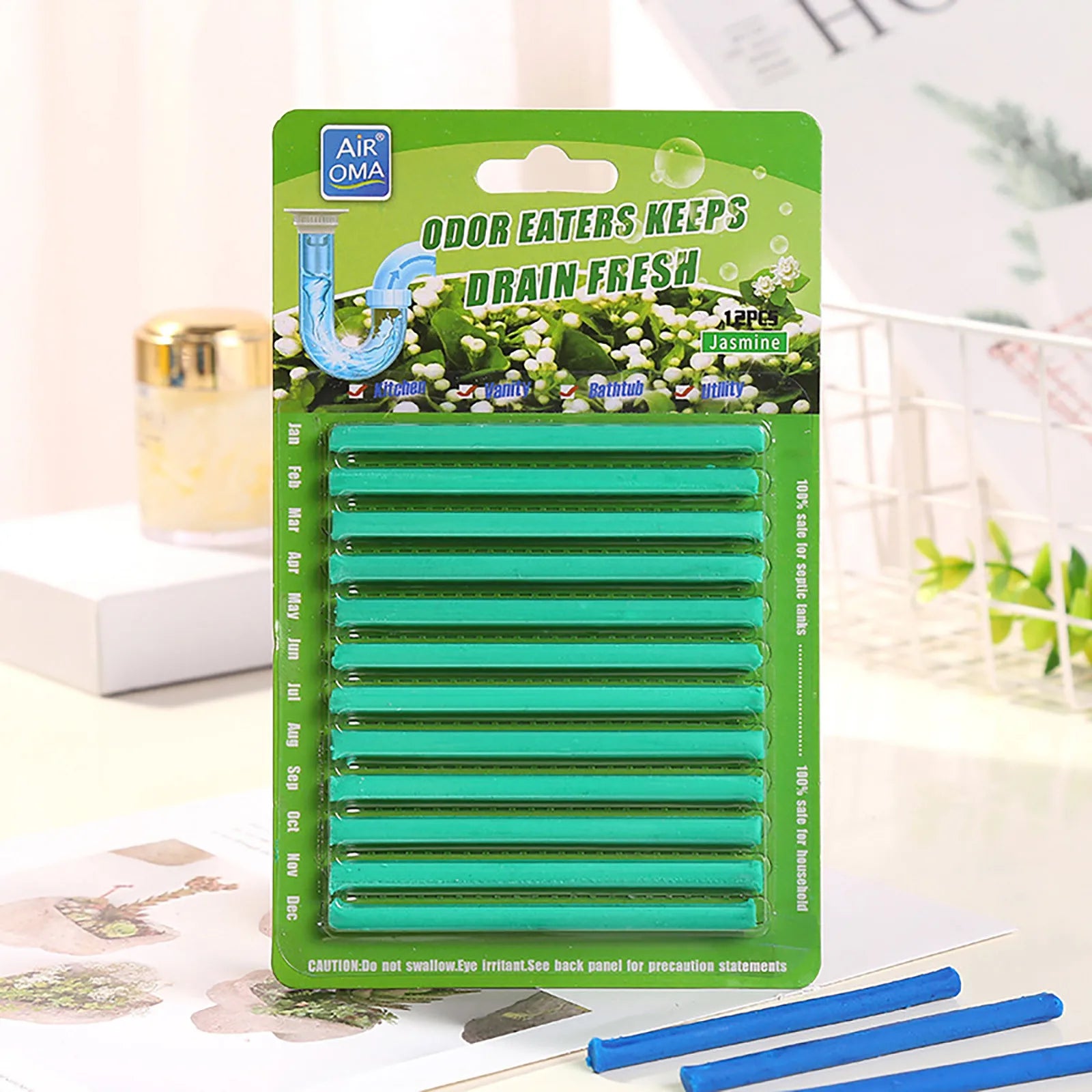 Pipe Cleaning Sticks Disposable Oil Decontamination Kitchen Toilet Bathtub Drains Cleaner Hair Dredging Bathroom Cleaning Tools Qme Green