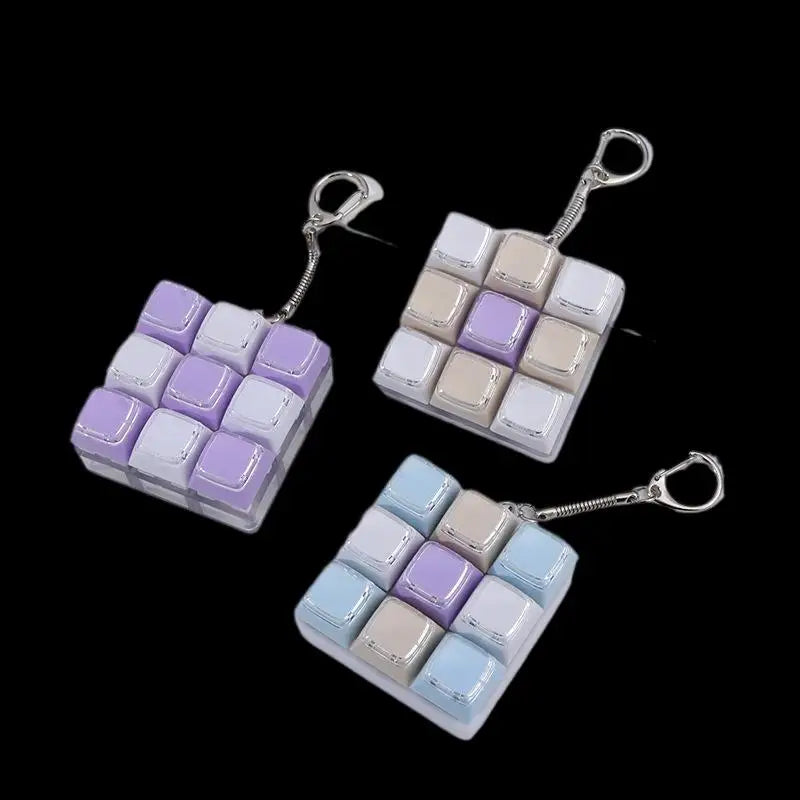 9 Keys Mechanical Keyboard Keychain Cute Creative Stress Relief Toy Qme