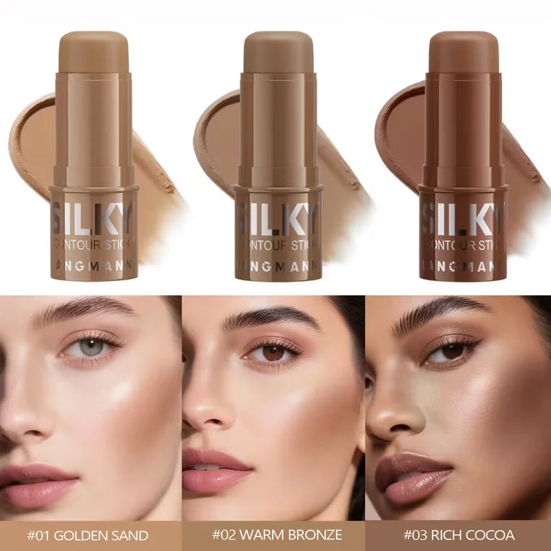 Tri-color Multi-functional Face Brightening Contour Stick Contouring Qme