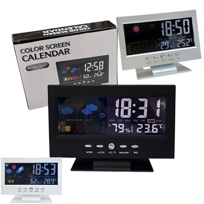 Humidity Meter Multi-functional Weather Station Clock Thermometer Qme