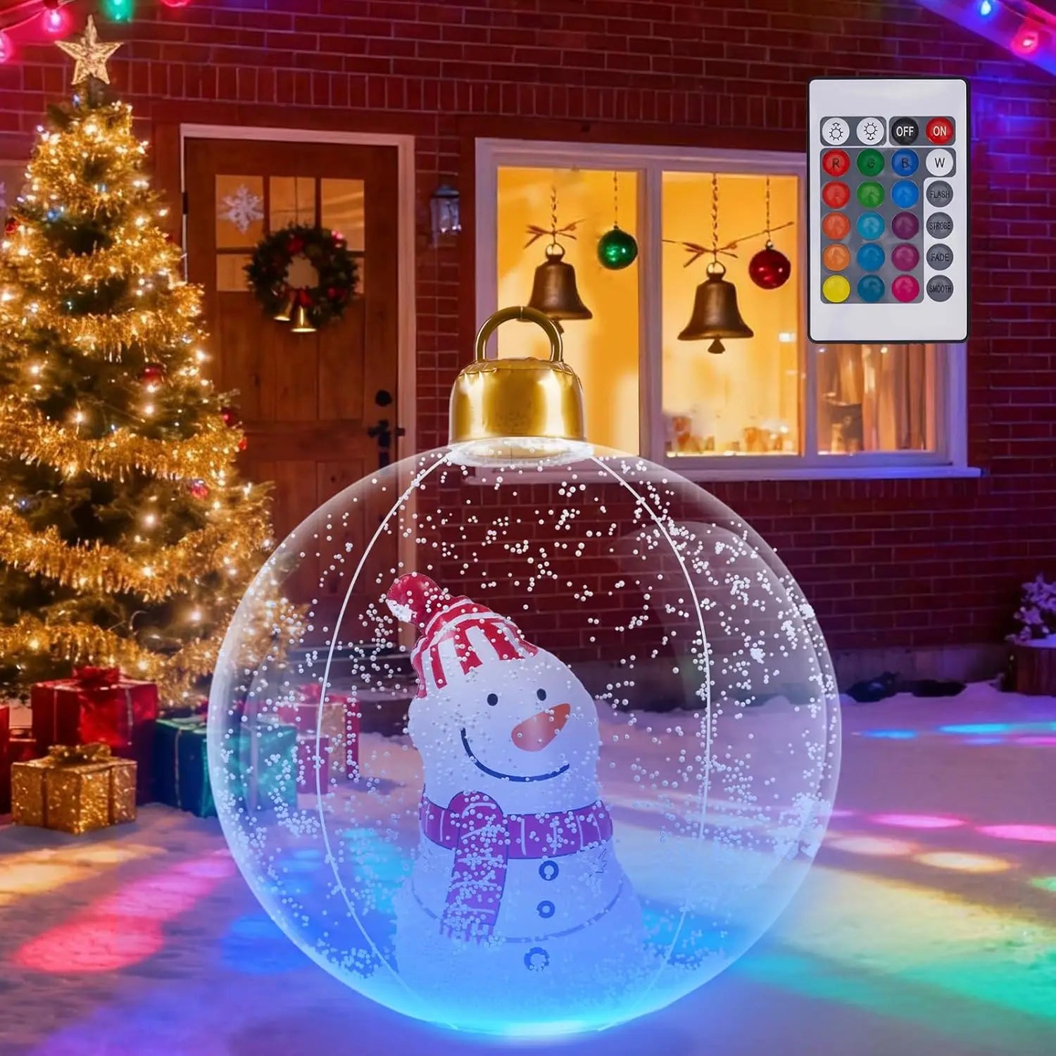 Inflatable Christmas Ball with Lights for Outdoor Courtyard Decoration PVC Transparent Snowman Christmas Decor Ball New Model Qme