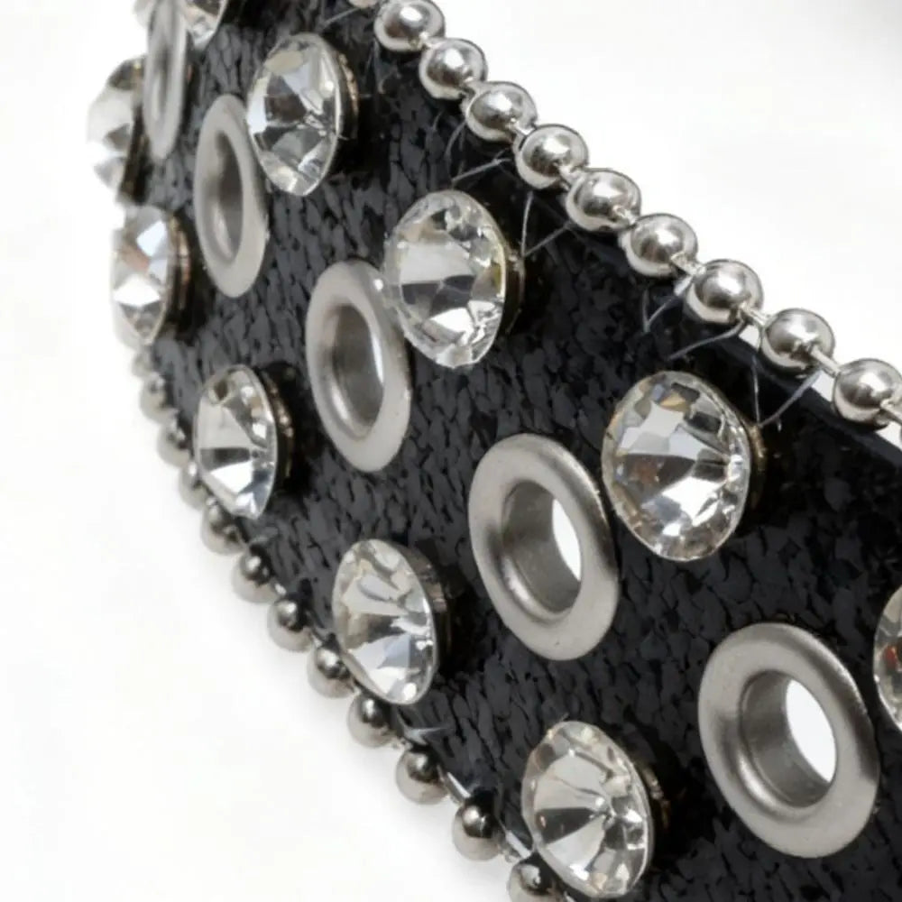Simple PU Leather Rhinestone Belts Spicy Girl Blingbling Rivet Belt Qme