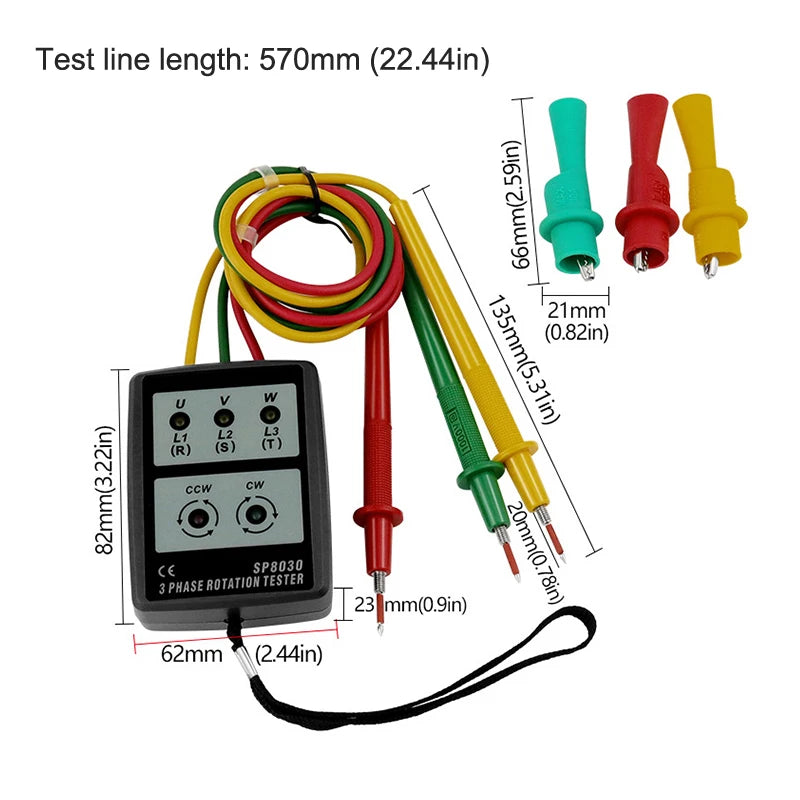 3 Phase Alternating Current Phase Meter Phase Detector Rotation Tester Phase Indicator Digital Phase-order Indicator. Qme 1PC
