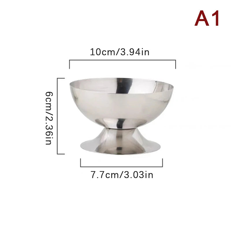 Stainless Steel Goblet Cup Durable Ice Cream Dessert Salad Bowl Fruit Qme A1