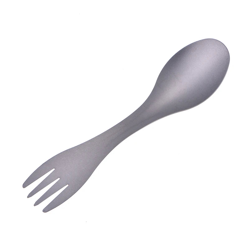 Ultralight Outdoor Camping Titanium Spork Spoon Fork Silver Qme