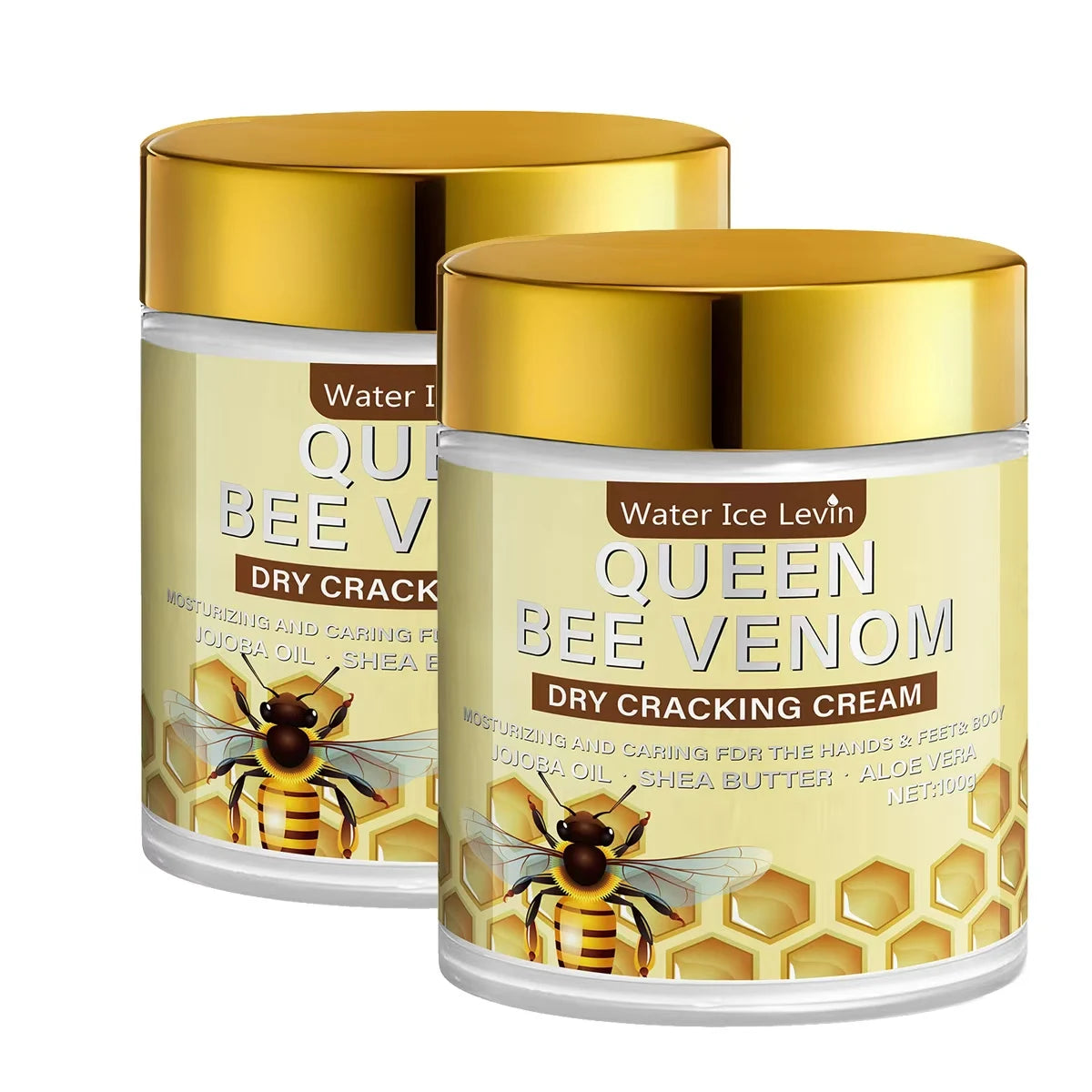 Queen Bee Venom Dry Cracking Cream with Retinol & Niacinamide - Intense Moisturizing for Hands, Feet & Body. Repairs Dry Skin. Qme YELLOW 100g