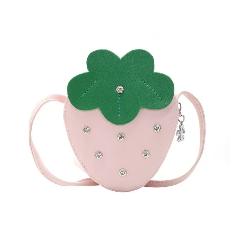 Kids Girls Cute Cartoon Strawberry Mini Coin Purse Princess Messenger Qme Pink