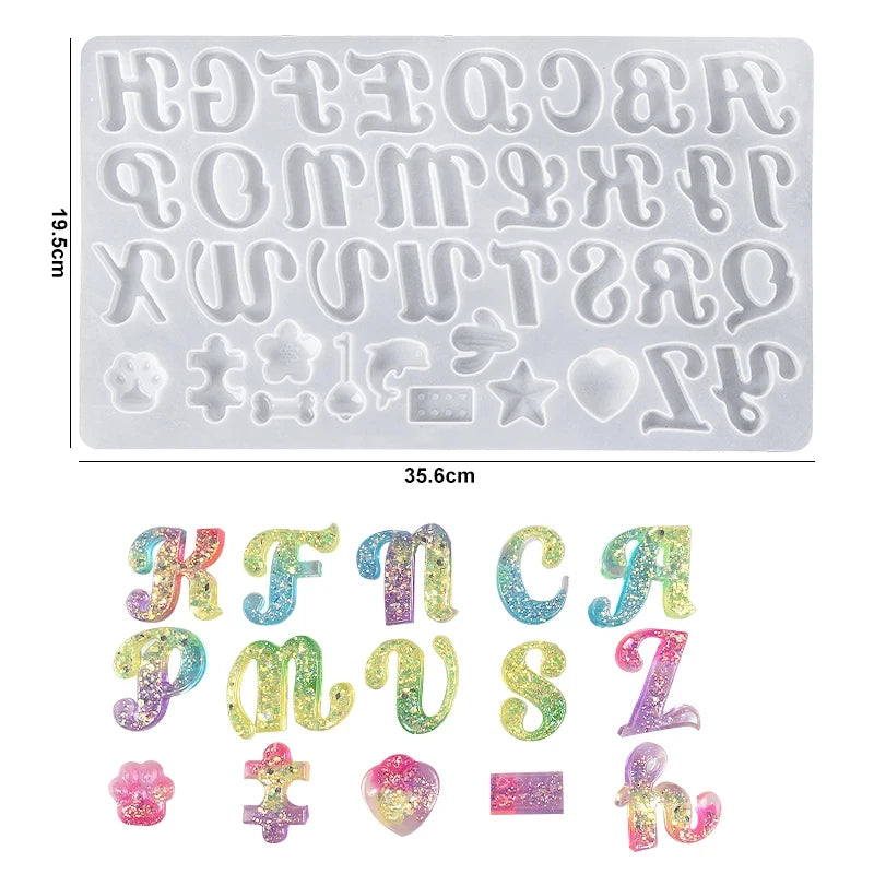 Alphabet Resin Silicone Mould Resin Letter Number Molds Alphabet Keychain Molds for DIY Keychain Jewelry Pendant Making Qme