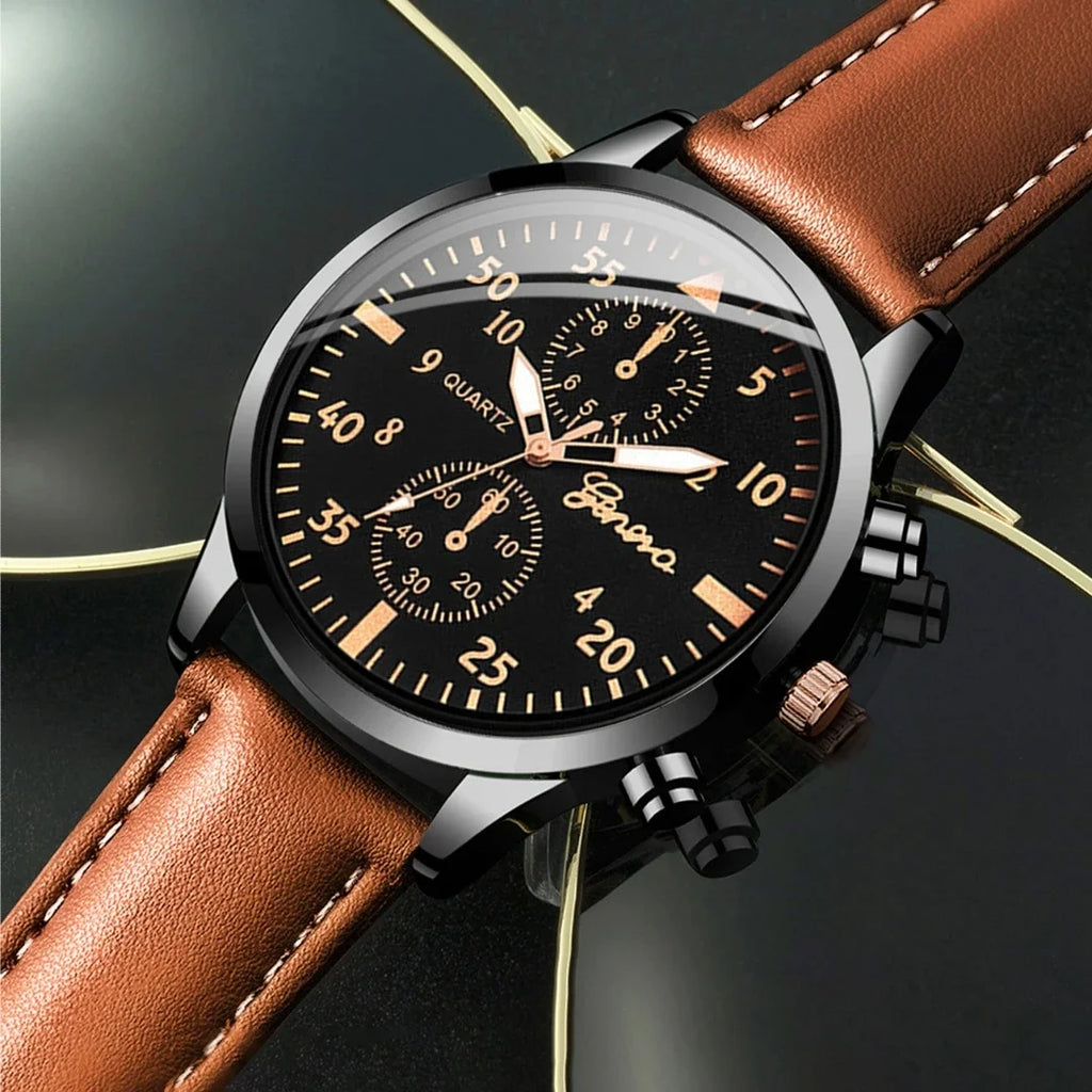 2026 2026 Men's leather strap watch, high-end Hong Kong style fashion watch, business binocular watch Qme
