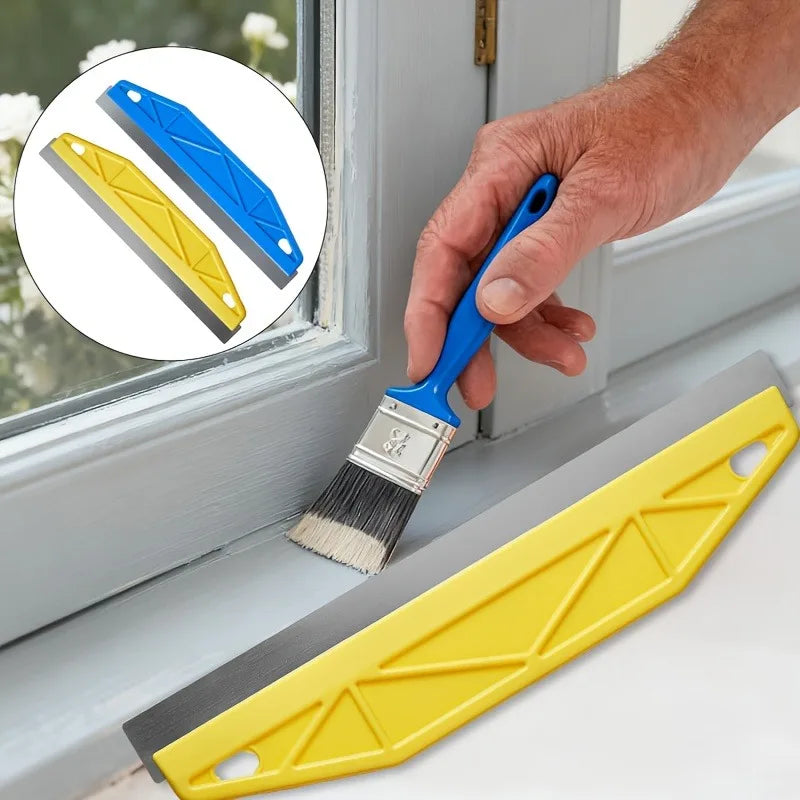 12-Inch Heavy-Duty Yellow Paint Shield Edger with Ergonomic Handle & Edge-Durable Plastic/Metal Wall Painting Tool for Precision Qme