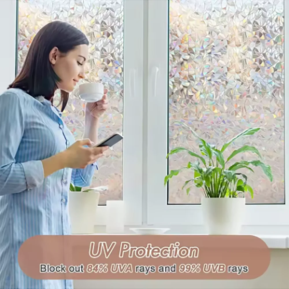 Electrostatic Adhesive Window Privacy Film Rainbow Colored Glass Qme