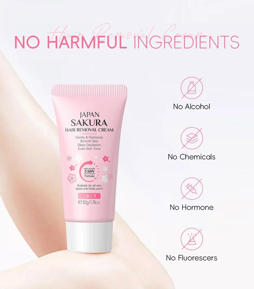 LAIKOU Sakura Hair Removal Cream Fast Painless Growth Inhibitor Arm Qme