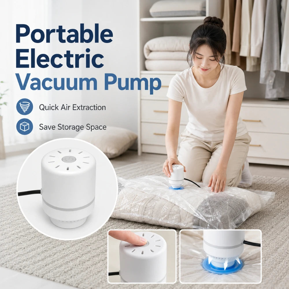 Low Noise Mini Electric Vacuum Air Pump Instant Compression Portable Tool For Household Vacuum Storage Bags Use Qme