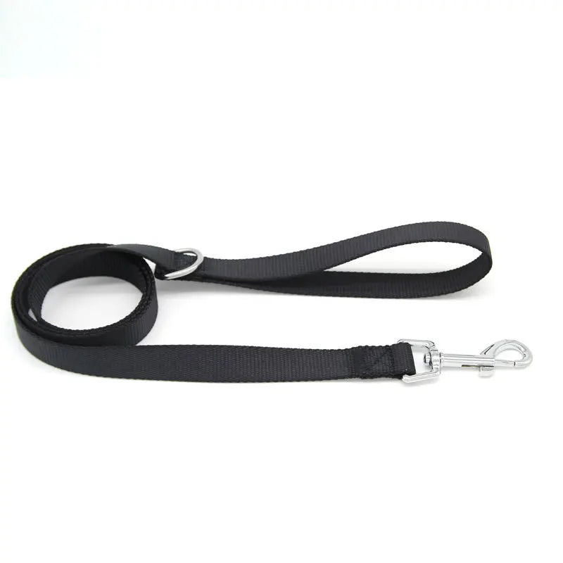 A Nylon Long Dog Training Leash 120CM Traction Rope Lanyard Versatile Pet Walking Lead for Small to Large Dogs Qme Black 1.5-120cm