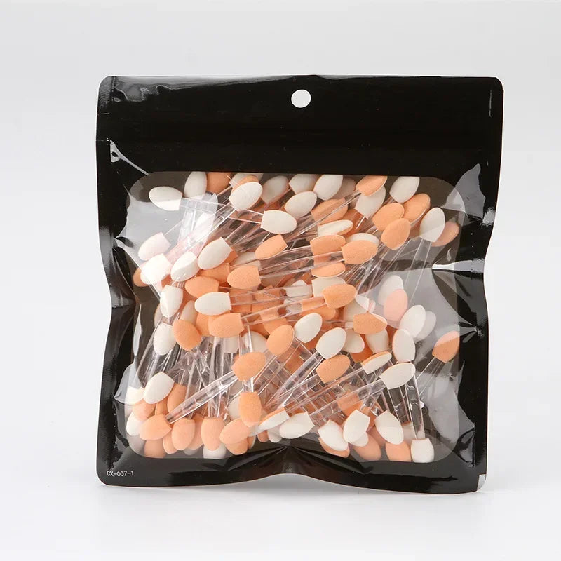 100pcs Double-headed Eyeshadow Applicators Latex Sponge Disposable Eyeshadow Brush Small Portable Beauty Makeup Tool Brush Head Qme 3-6.2cm-100pcs