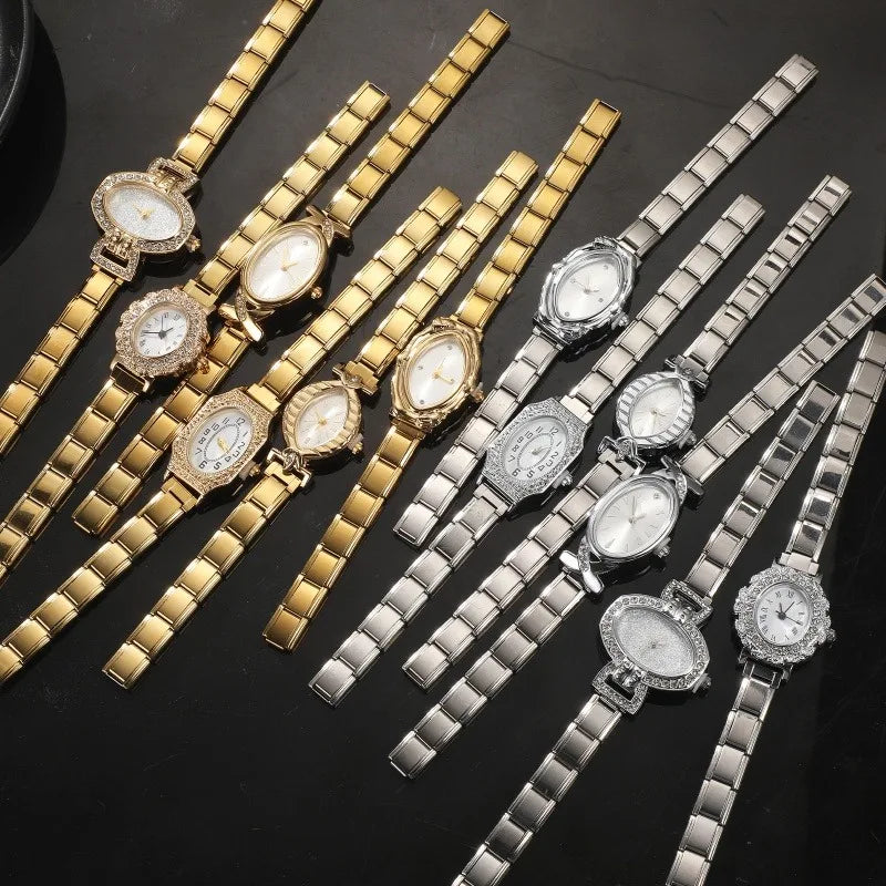 Wholesale Fashion Men Womens DIY 9mm Width Italian Elastic Charm Stainless Classic Oval Watch Bracelet Bangle For Birthday Gifts Qme