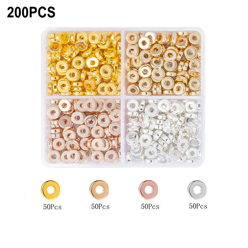 4Colors CCB Spacer Beads Kit in 6 Styles Assorted Round Star Gold Spacer Beads for Bracelet Necklace Making Jewelry DIY Craft Qme 3-200pcs