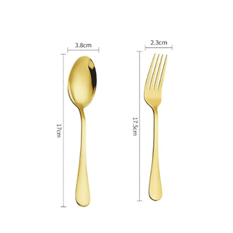 2pcs Tableware Stainless Steel Dinnerware Set Spoon Fork Cutlery Flatware Dishwasher Safe Kitchen Set Qme Gold