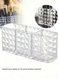 Clear Acrylic Makeup Brush Organizer 3 Compartments Cosmetic Storage Qme 1pc