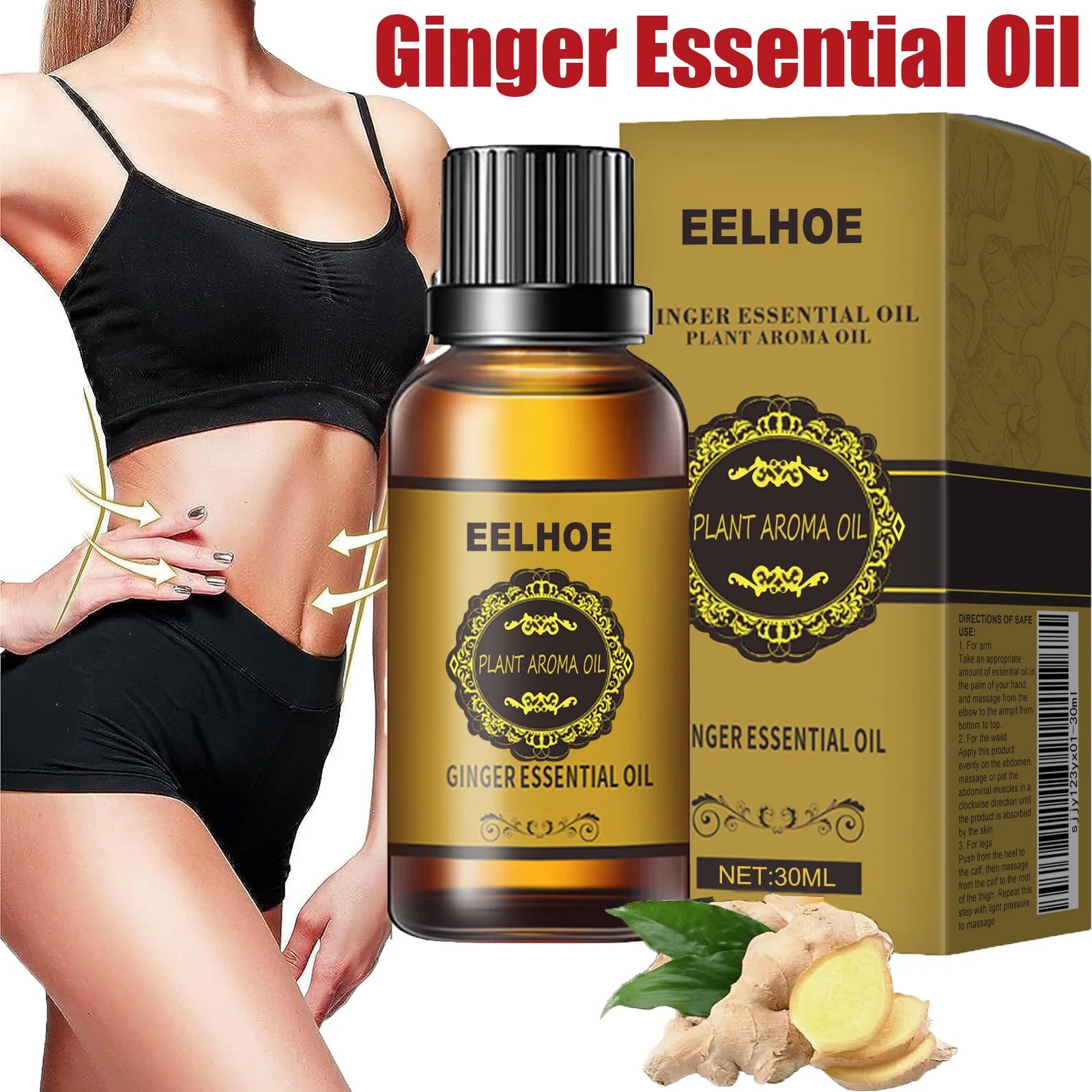 Ginger Essential Oil Slimming Body Massage Natural Fat Burning AntiCellulite Waist Arms Legs Care Promote Metabolism Firming Oil Qme