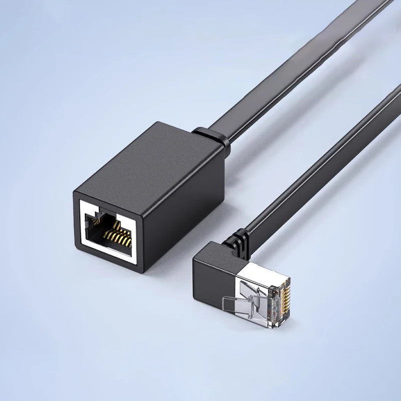 90 Degree CAT7 Network Extension Cable Flat Ultra Right Left Angle Qme