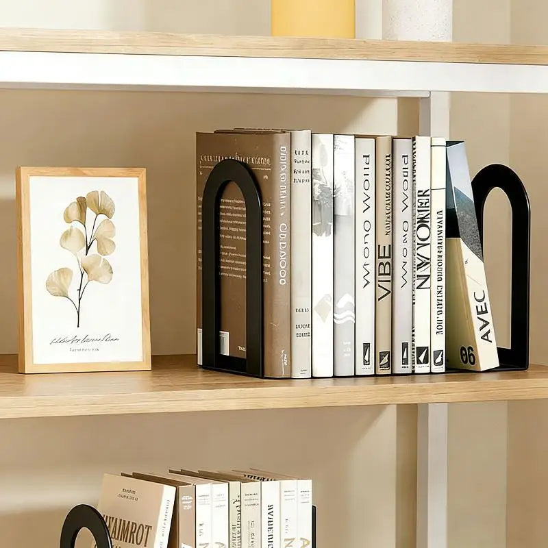 Heavy Duty 1 Pair L-shaped Iron Bookends Space-saving Design Ideal Qme