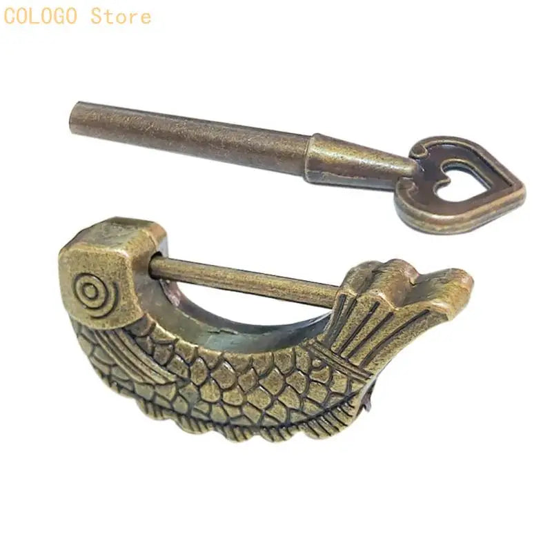 Bronze Fish Vintage Lock Antique Padlock Small Wooden Suitcases D0LD Qme China Mainland