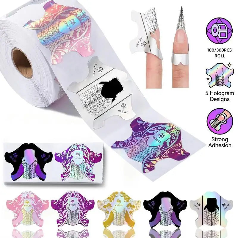 Nail Extension Stencil Forms 100 Universal Fit Self-adhesive Stickers Qme