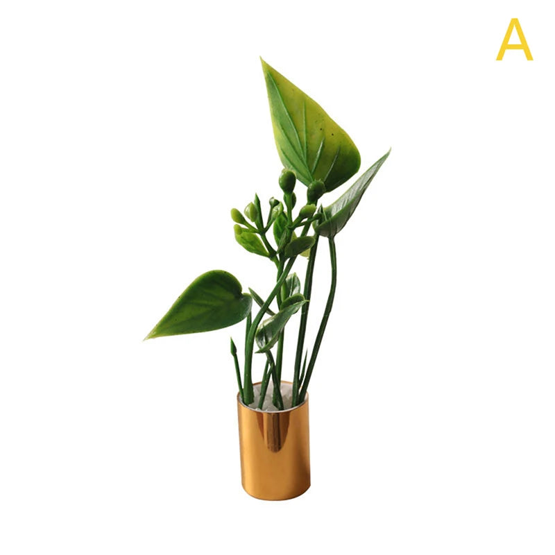 Bonsai Green Leaves Garden Home Model Decor Doll House Accessories Qme A