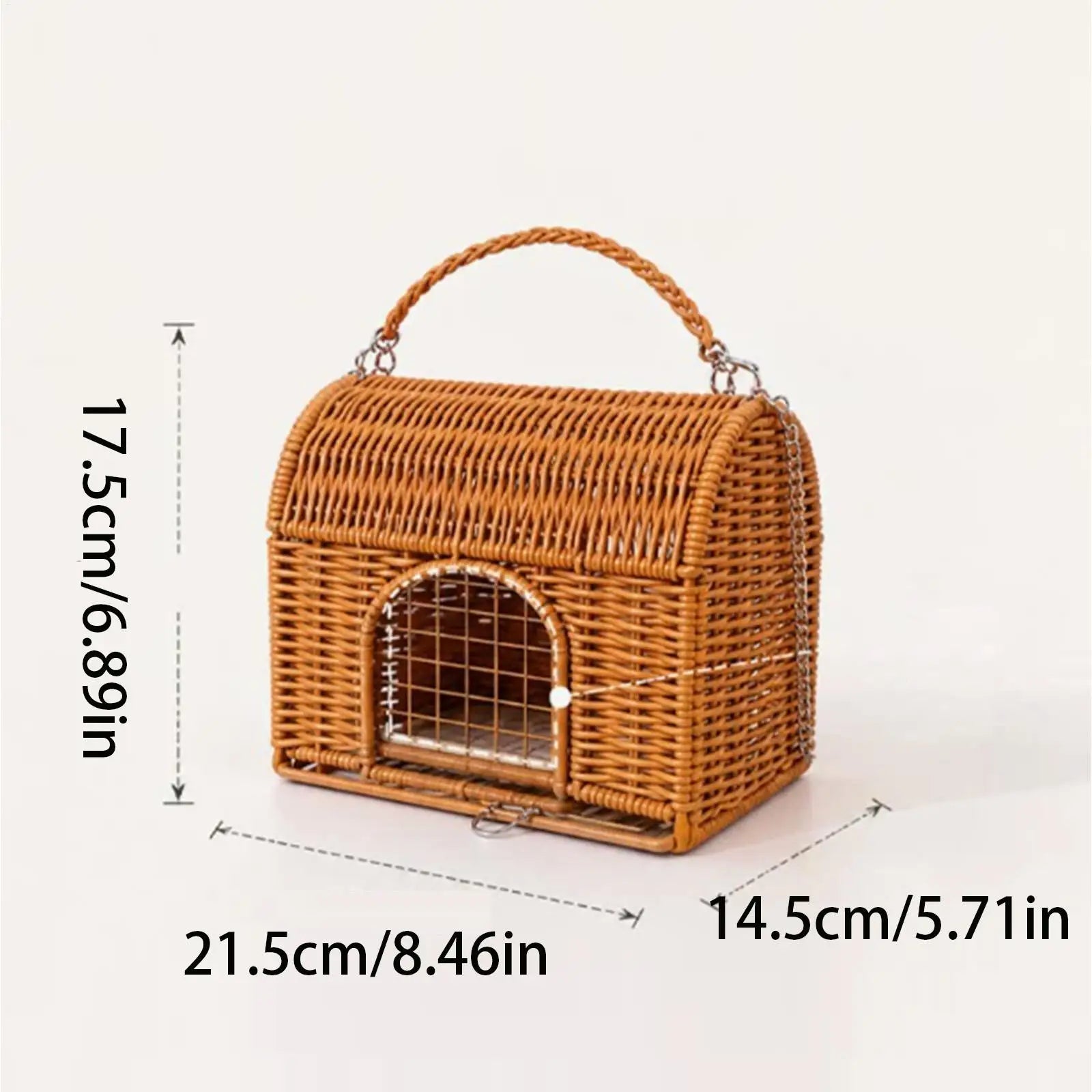 Reptile Carrier With Handle Sleeping House All Season Washable Rattan Bird Carrier Travel Cage For Lizard Leopard Gecko Spider Qme