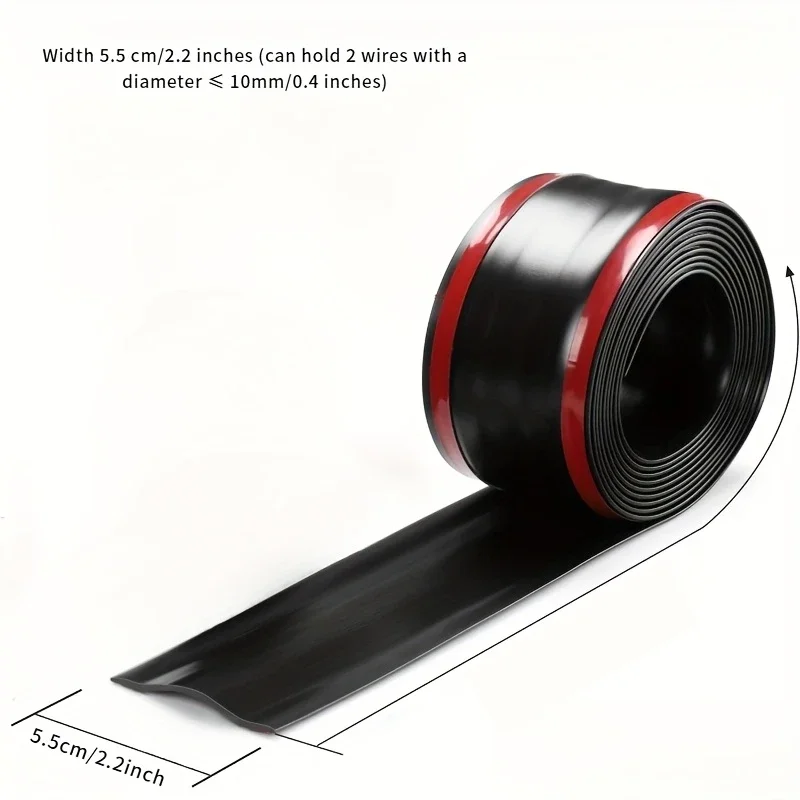 Cable Management Self-Adhesive PVC Insulated Cable Protector Wear Resistant Cable Cover Flexible Wire Arrangement For Office Qme Black-5.5cm 15M
