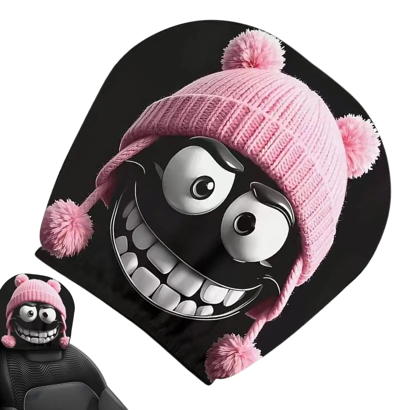 Head Rest Cover for Car Dark Style Car Interior Headrest Cover with Mysterious Figure Pattern for Automotive Vehicle SUV Sedan Qme