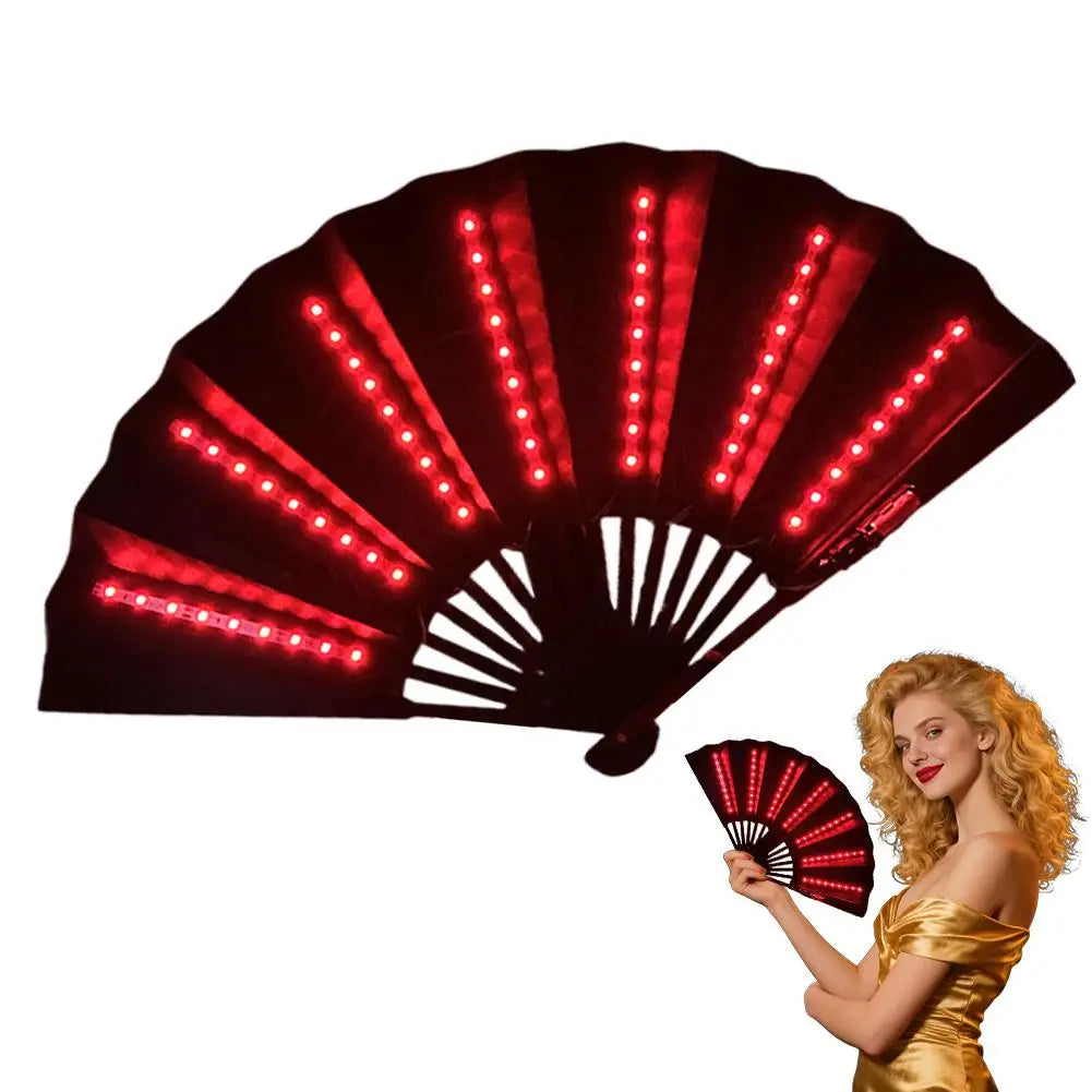 Light Up Folding Fan Line Dancing Women Hand Glowing Stage Qme D