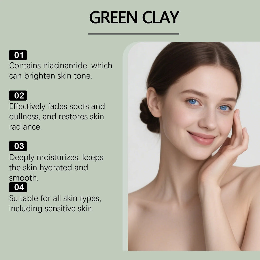 Centella Asiatica Skincare Set Green Clay Cleanser Centella Cream & Serum For Sensitive & Acne Prone Skin Moisturizing Soothing Qme