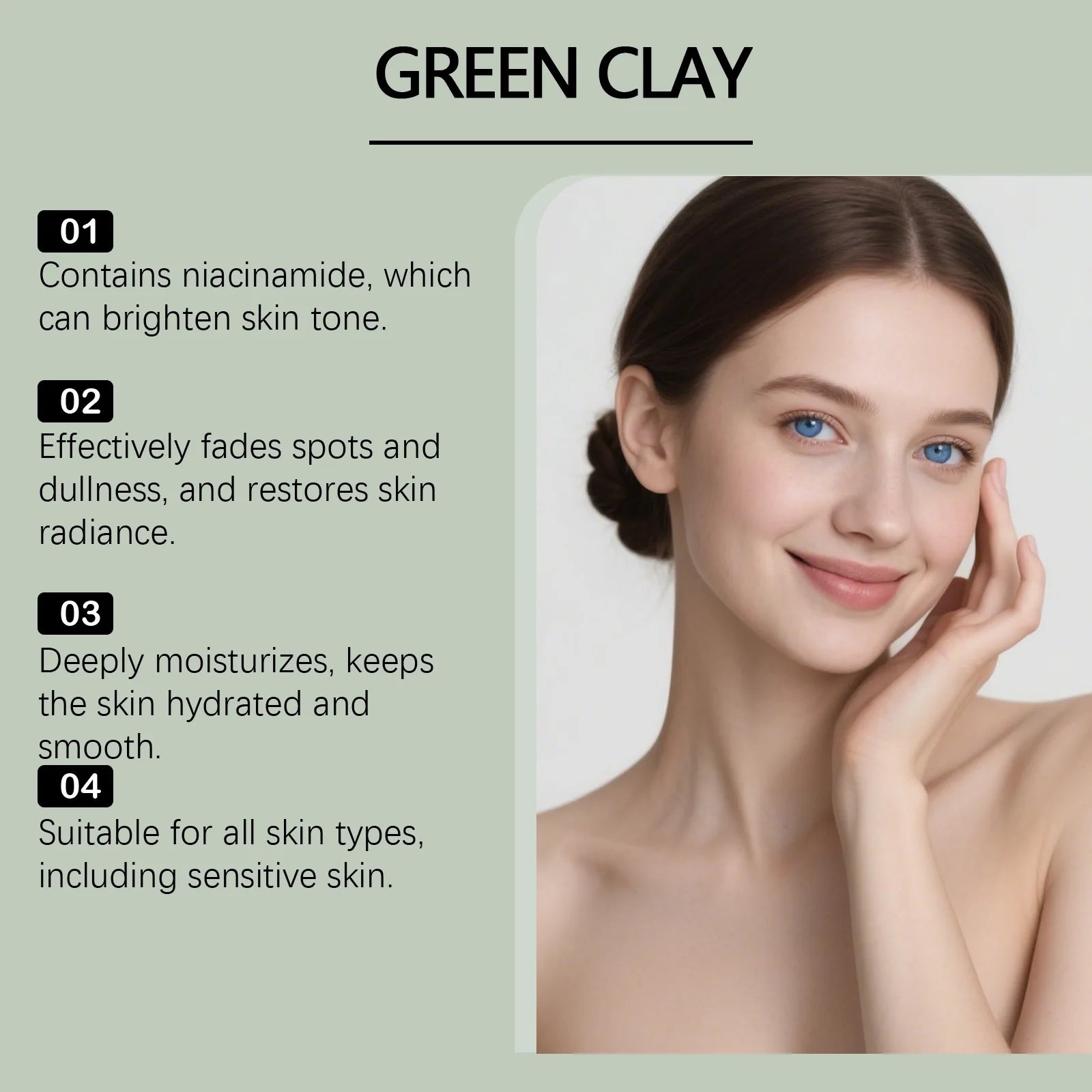 Centella Asiatica Skincare Set Green Clay Cleanser Centella Cream & Serum For Sensitive & Acne Prone Skin Moisturizing Soothing Qme