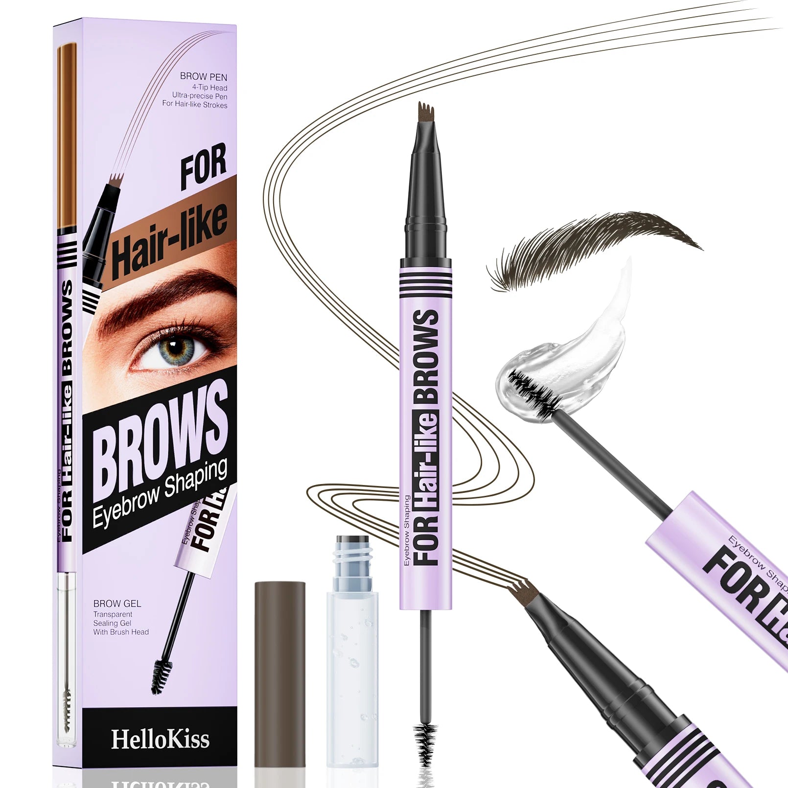 1PC Double-Ended Waterproof Eyebrow Pencil - Non-Fading, Precise Application for Long-Lasting Brow Makeup Qme 9713-4