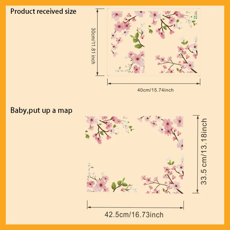 Pink Peach Blossom Mirror Wall Sticker Self Adhesive PVC Decal Glass Qme 1Pc 30x40CM