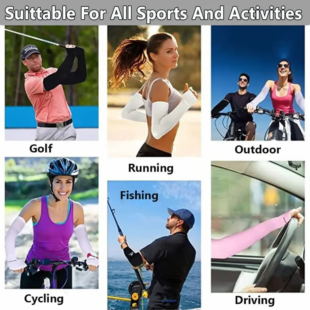 2Pcs Arm Sleeves Warmers Sports Sleeve Sun UV Protection Hand Cover Cooling Warmer Running Fishing Cycling Summer Cooling Qme