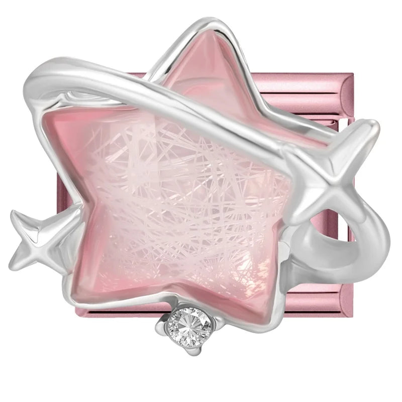 Wholeasle Shiny Round Zircon Bow Beautiful Stars Italian Charm Links