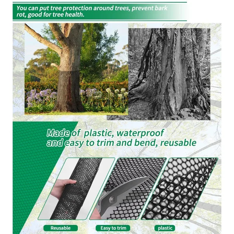 A02F-Flexible Net For Tree Guard With 50 Pcs Ties For Tree Bark Protector For Protection From Deer Mower Trimmer Qme