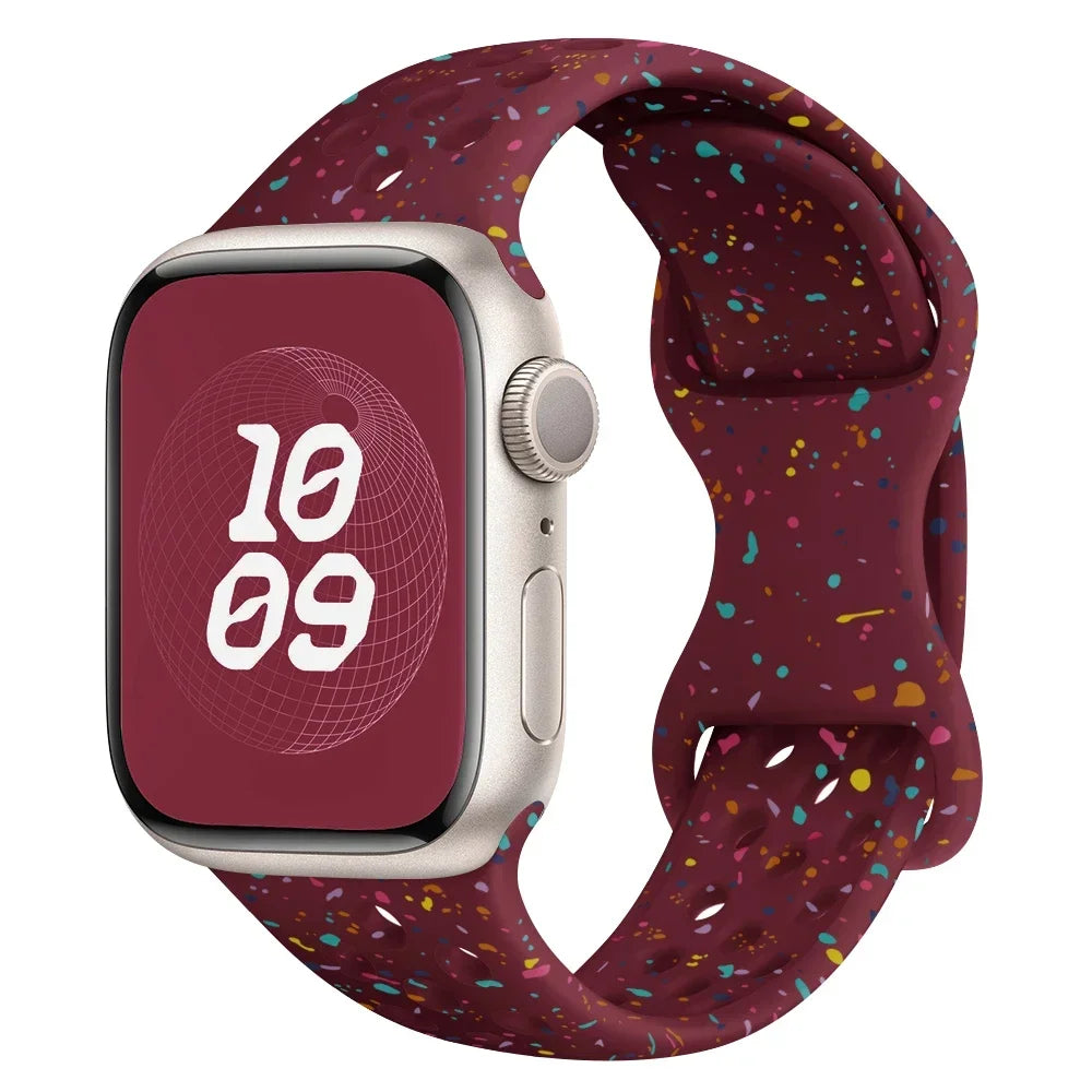 Silicone Strap for Apple Watch Band Ultra 2 49mm 38mm 42mm Sport Bracelet iWatch Series 9 8 7 41mm 45 mm 7 6 SE 5 4 3 44mm 40mm Qme