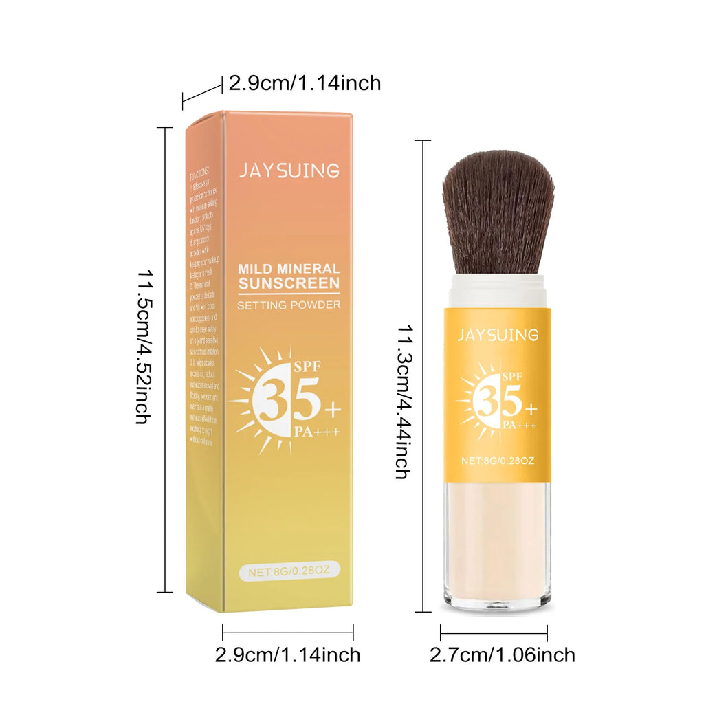 Sunscreen Loose Powder SPF35+ Oil Control Covering Pore Matte Sunblock Waterproof Full Coverage Lasting Makeup Setting Powder Qme