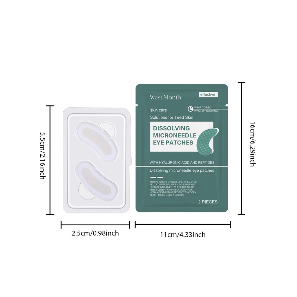 0.25mm Hyaluronic Acid Dissolving Microneedle Eye Patches Hydrogel Eye Mask for Wrinkles Dark Circles Puffiness Anti-Aging Qme