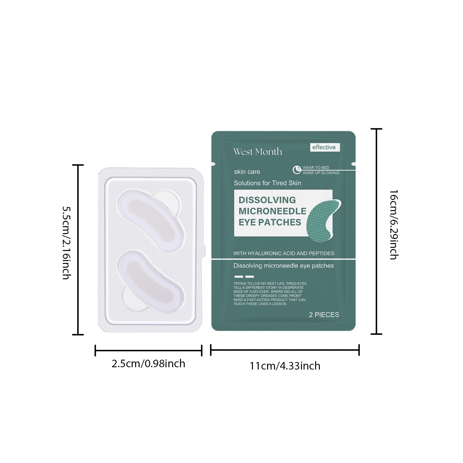 0.25mm Hyaluronic Acid Dissolving Microneedle Eye Patches Hydrogel Eye Mask for Wrinkles Dark Circles Puffiness Anti-Aging Qme